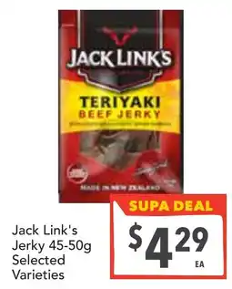 Supa Valu Jack link's jerky selected varieties offer
