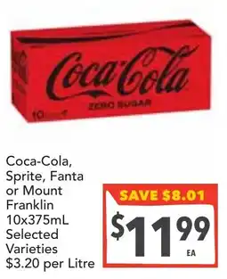 Supa Valu Coca-Cola, Sprite, Fanta or Mount Franklin offer