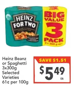 Supa Valu Heinz Beanz or Spaghetti offer