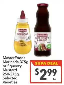 Supa Valu MasterFoods Marinade or Squeezy Mustard offer