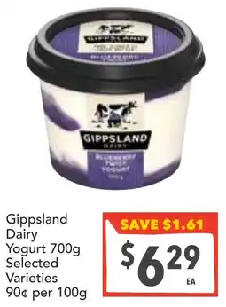 Supa Valu Gippsland Dairy Yogurt offer