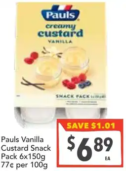 Supa Valu Pauls Vanilla Custard Snack Pack offer