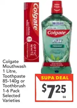Supa Valu Colgate Mouthwash, Toothpaste or Toothbrush offer