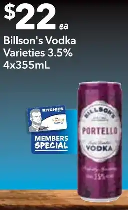 Supa Valu Billson's Vodka Varieties 3.5% offer