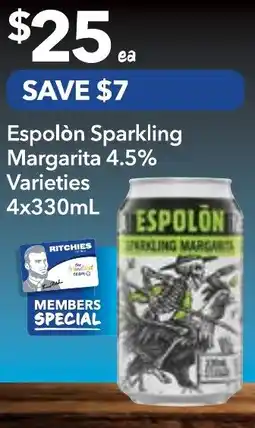 Supa Valu Espolón Sparkling Margarita 4.5% offer