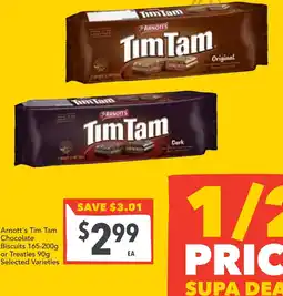 Supa Valu Arnott's Tim Tam Chocolate Biscuits or Treatles offer