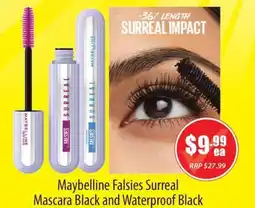 Healthy World Pharmacy Maybelline Falsies Surreal Mascara Black and Waterproof Black offer