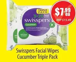 Healthy World Pharmacy Swisspers Facial Wipes Cucumber Triple Pack offer