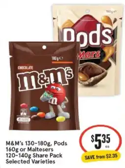 IGA Xpress M&M's, Pods or Maltesers Share Pack offer