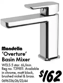 Bunnings Mondella Overture'Basin Mixer offer