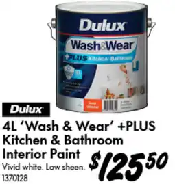 Bunnings Dulux Wash&Wear +PLUS Kitchen Bathroom Interior Paint offer