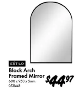 Bunnings Estilo black arch framed mirror offer