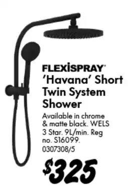 Bunnings Flexispray havana short twin system shower offer