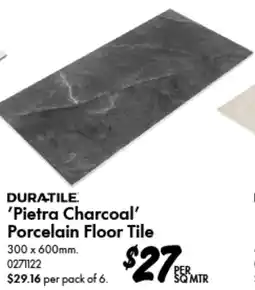 Bunnings DURATILE Pietra Charcoal Porcelain Floor Tile offer