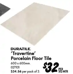 Bunnings DURATILE. Travertine Porcelain Floor Tile offer