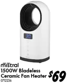 Bunnings mistral 1500W Bladeless Ceramic Fan Heater offer