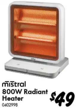 Bunnings mistral 800W Radiant Heater offer