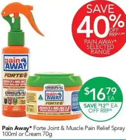 Terry White Pain Away Forte Joint & Muscle Pain Relief Spray or Cream offer
