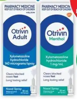 Terry White Otrivin Adult or Menthol Nasal Spray offer