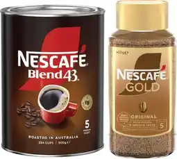 IGA Nescafé Blend 43 Coffee 500g or Gold Original 400g Selected Varieties offer