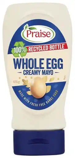 IGA Praise Whole Egg Squeezy Mayo 470-500g Selected Varieties offer