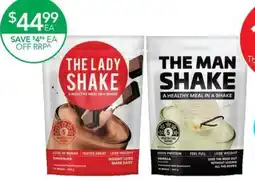 Terry White The Lady Shake Meal Replacement Chocolate or The Man Shake Meal Replacement Vanilla offer