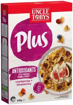 IGA Uncle Tobys Plus 410‑435g Selected Varieties offer