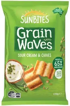IGA Sunbites Grain Waves 170g or Smith’s Double Crunch Chips 150g Selected Varieties offer