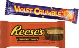 IGA Violet Crumble Medium Bar 50g or Reese’s Peanut Butter Cups 39-42g Selected Varieties offer