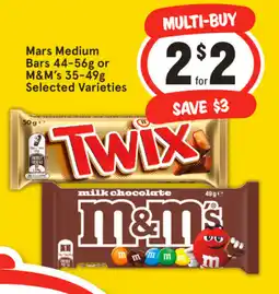 IGA Mars Medium Bars 44-56g or M&M's 35-49g offer