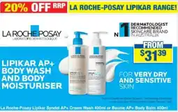My Chemist La Roche-Posay Lipikar Syndet AP+ Cream Wash 400ml or Baume AP+ Body Balm 400ml offer