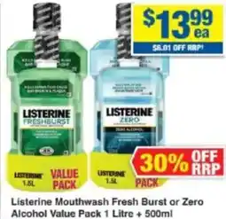 My Chemist Listerine value 1.5l pack pack listerine mouthwash fresh burst or zero alcohol 1 litre + 500ml offer