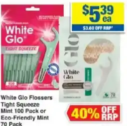 My Chemist White Glo Flossers Tight Squeeze Mint 100 Pack or Eco-Friendly Mint 70 Pack offer