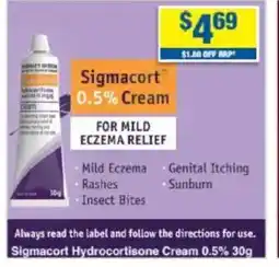 My Chemist Sigmacort Hydrocortisone Cream 0.5% offer
