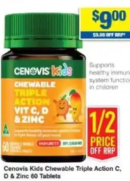 My Chemist Cenovis Kids Chewable Triple Action C, D & Zinc offer