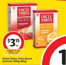 Coles Uncle tobys oats quick sachets offer