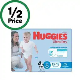Woolworths Huggies Bulk Nappies Pk 32-54 offer