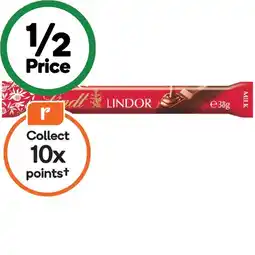Woolworths Lindt Lindor Chocolate Bar 38g offer