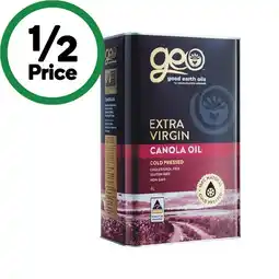 Woolworths Good Earth Oils Extra Virgin Canola Oil 4 Litres offer