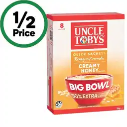 Woolworths Uncle Tobys Big Bowl Oats or Protein Big Bowl Oats 368g Pk 8 offer