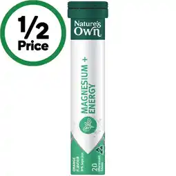 Woolworths Nature’s Own Magnesium + Energy Effervescent with B Vitamins & Caffeine Tablets Pk 20 offer