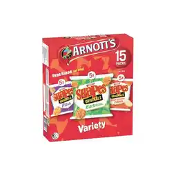 Woolworths Arnott’s Shapes Multipack Cracker Biscuits Variety 375g Pk 15 offer