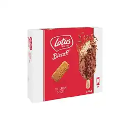 Woolworths Lotus Biscoff Ice Cream Sticks 270ml Pk 3 – From the Freezer offer