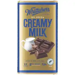 Woolworths Whittaker’s Chocolate Block 200-250g offer