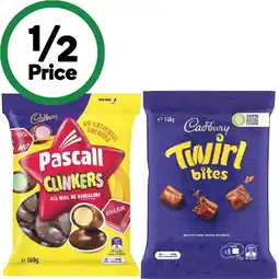 Woolworths Cadbury or Pascall Chocolate Bites 120-185g offer