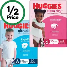 Woolworths Huggies Ultra Dry Nappies Pk 32-54 offer