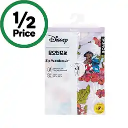 Woolworths Bonds Zippy Wondersuit Disney Print Pk 1 offer