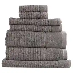 Woolworths 100% Cotton Renee Taylor Cambridge 650GSM 7 Piece Textured Towel Packs Fossil offer