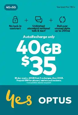 Coles Optus $35 AutoRecharge only Prepaid SIM Starter Kit offer