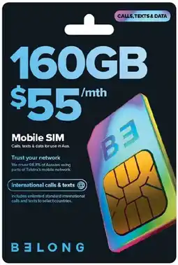Coles Belong $55 Mobile SIM offer